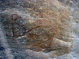 
Des peintures rupestres d'Afrique Australe. Botswana. Il faut rappeler que les sites se trouvent...